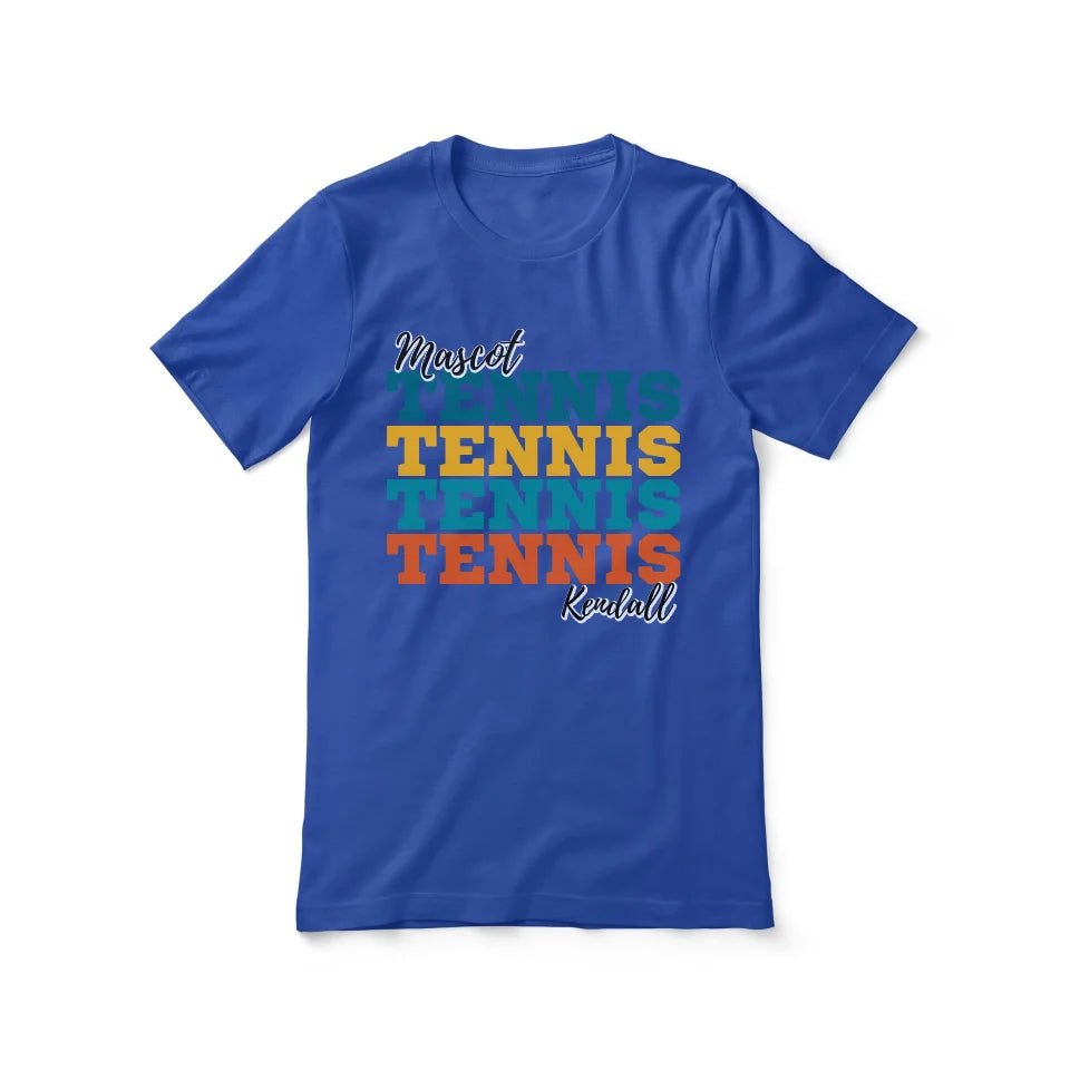 Personalized Tennis Tennis Tennis Shirt With Mascot and Tennis Player Name on a Unisex T-Shirt