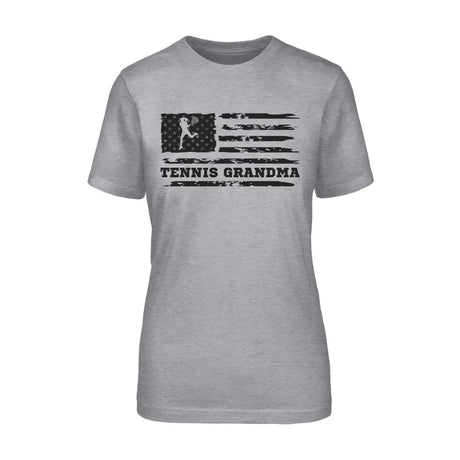Tennis Grandma Horizontal Flag on a Unisex T-Shirt with a Black Graphic