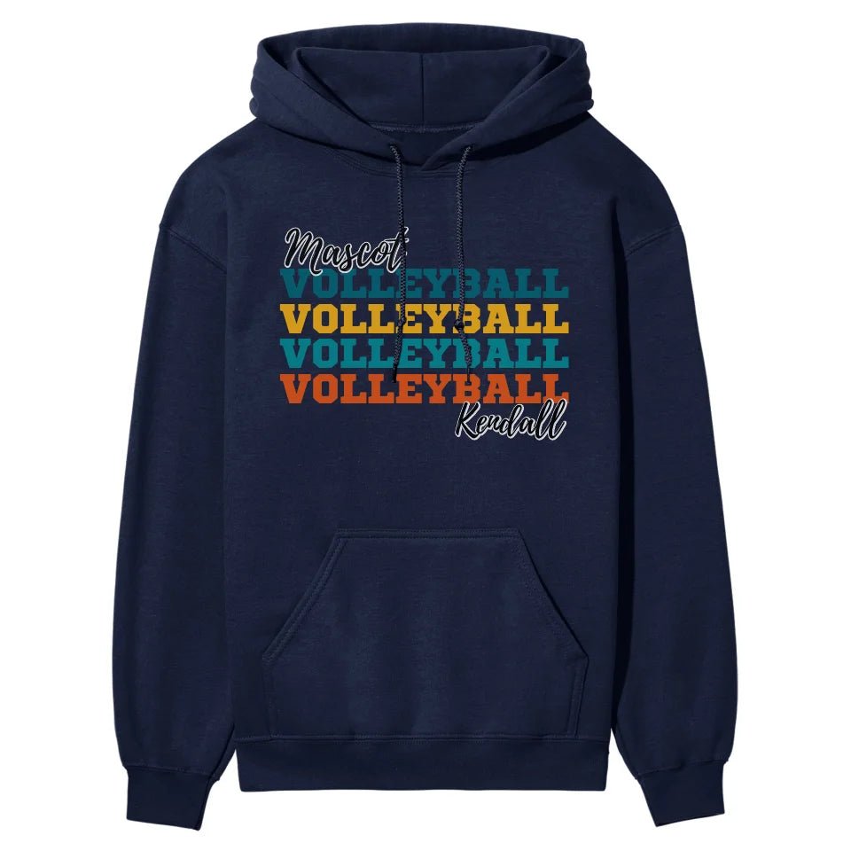 Personalized Volleyball Volleyball Volleyball on a Hoodie With Mascot and Volleyball Player Name on a Hoodie