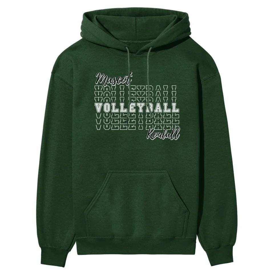 Custom Volleyball on a Sweatshirt With Mascot and Volleyball Player Name on a Hoodie