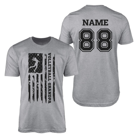 Volleyball Grandpa Vertical Flag With Volleyball Player Name on a Men's T-Shirt with a Black Graphic