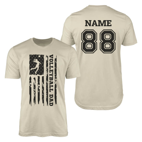 Volleyball Dad Vertical Flag With Volleyball Player Name on a Men's T-Shirt with a Black Graphic