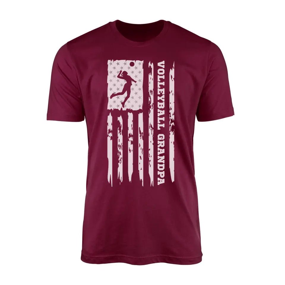 Volleyball Grandpa Vertical Flag on a Men's T-Shirt with a White Graphic