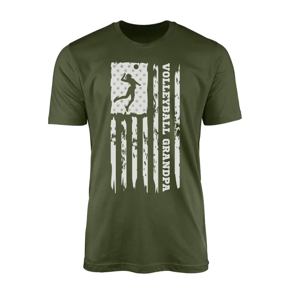 Volleyball Grandpa Vertical Flag on a Men's T-Shirt with a White Graphic