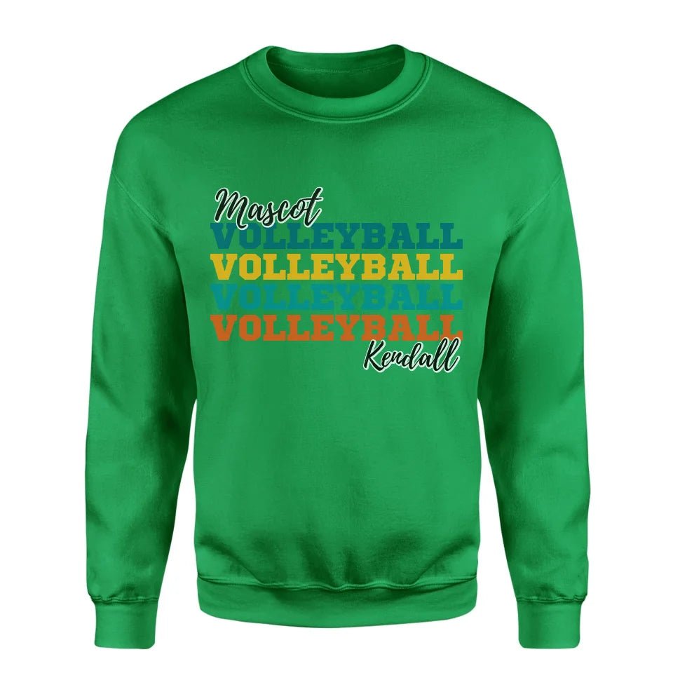 Personalized Volleyball Volleyball Volleyball on a Sweatshirt With Mascot and Volleyball Player Name on a Sweatshirt