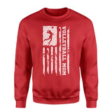 Volleyball Mom Vertical Flag on a Sweatshirt with a White Graphic