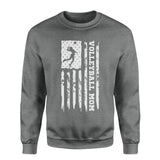 Volleyball Mom Vertical Flag on a Sweatshirt with a White Graphic