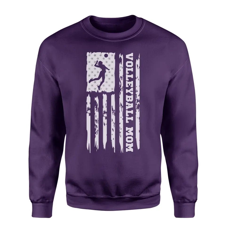 Volleyball Mom Vertical Flag on a Sweatshirt with a White Graphic