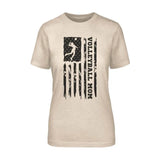 Volleyball Mom Vertical Flag on a Unisex T-Shirt with a Black Graphic