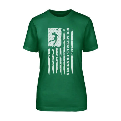 Volleyball Grandma Vertical Flag on a Unisex T-Shirt with a White Graphic