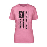 Volleyball Mom Vertical Flag on a Unisex T-Shirt with a Black Graphic