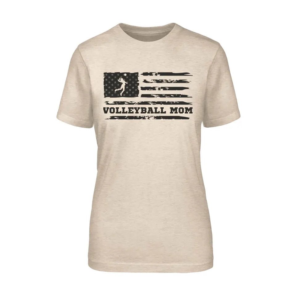 Volleyball Mom Horizontal Flag on a Unisex T-Shirt with a Black Graphic