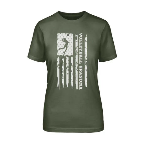 Volleyball Grandma Vertical Flag on a Unisex T-Shirt with a White Graphic