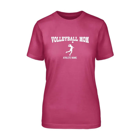 Volleyball Mom with Volleyball Player Icon and Volleyball Player Name on a Unisex T-Shirt with a White Graphic