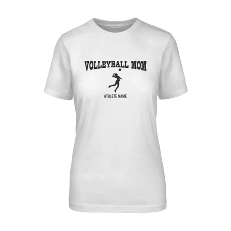 Volleyball Mom with Volleyball Player Icon and Volleyball Player Name on a Unisex T-Shirt with a Black Graphic