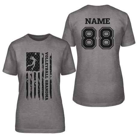Volleyball Grandma Vertical Flag With Volleyball Player Name on a Unisex T-Shirt with a Black Graphic