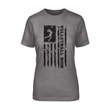 Volleyball Mom Vertical Flag on a Unisex T-Shirt with a Black Graphic