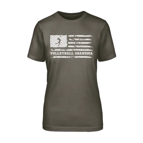 Volleyball Grandma Horizontal Flag on a Unisex T-Shirt with a White Graphic