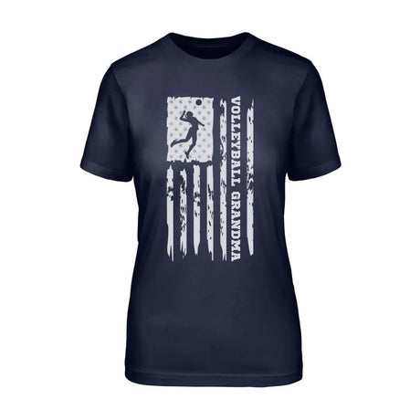 Volleyball Grandma Vertical Flag on a Unisex T-Shirt with a White Graphic