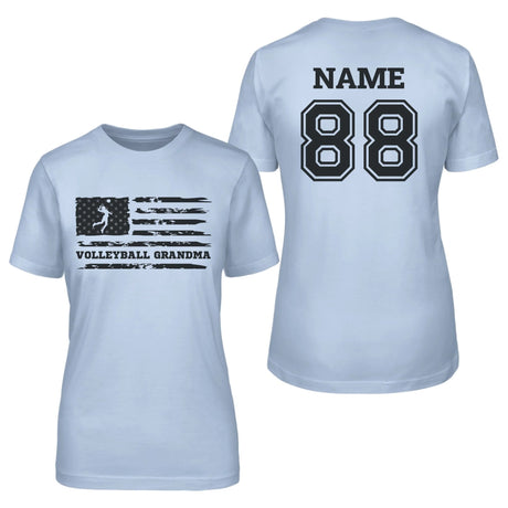 Volleyball Grandma Horizontal Flag With Volleyball Player Name on a Unisex T-Shirt with a Black Graphic