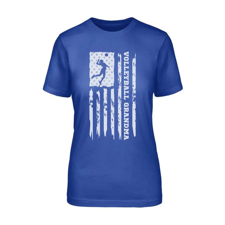Volleyball Grandma Vertical Flag on a Unisex T-Shirt with a White Graphic