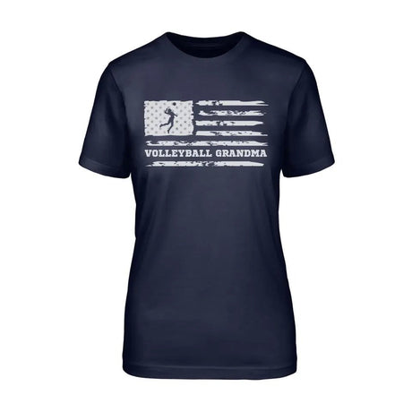 Volleyball Grandma Horizontal Flag on a Unisex T-Shirt with a White Graphic