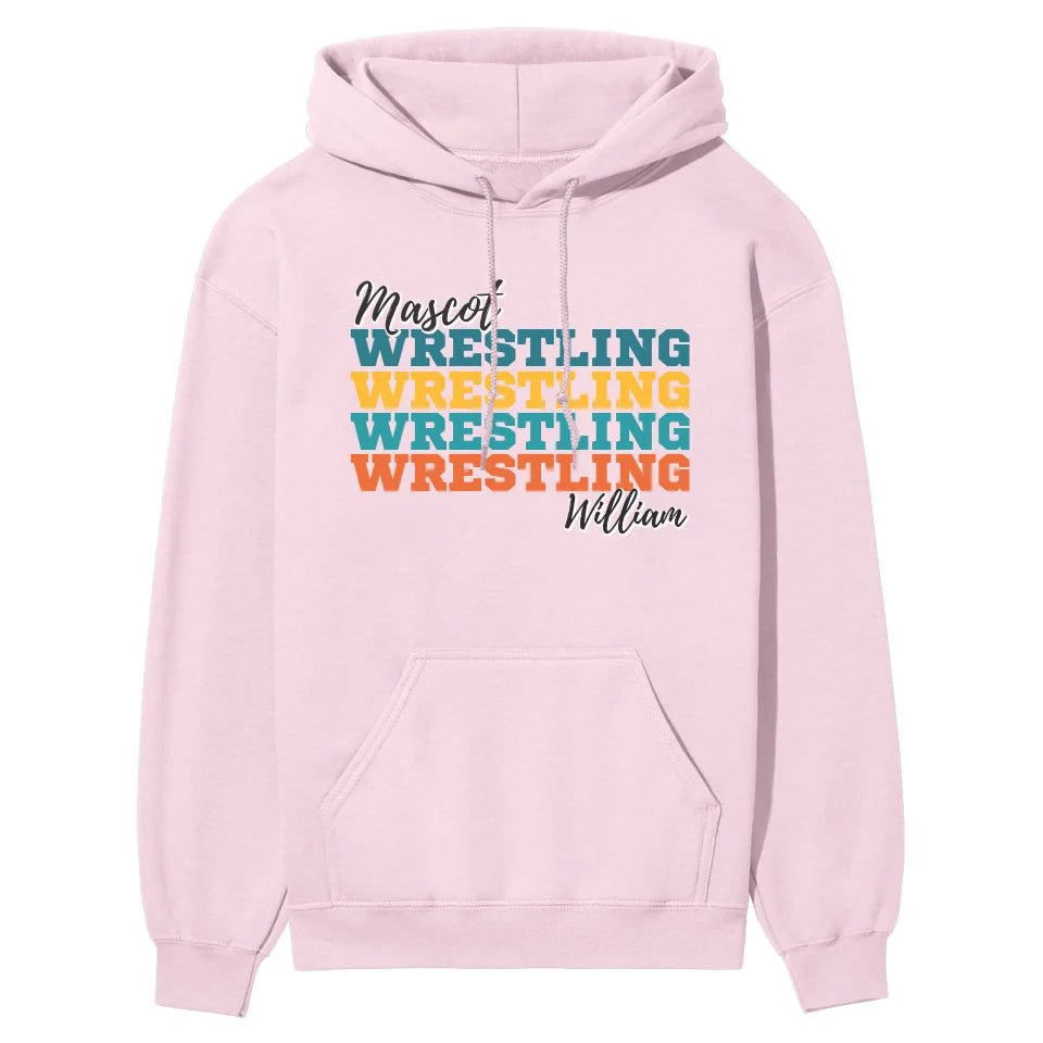 Personalized Wrestling Wrestling Wrestling on a Hoodie With Mascot and Wrestler Name on a Hoodie