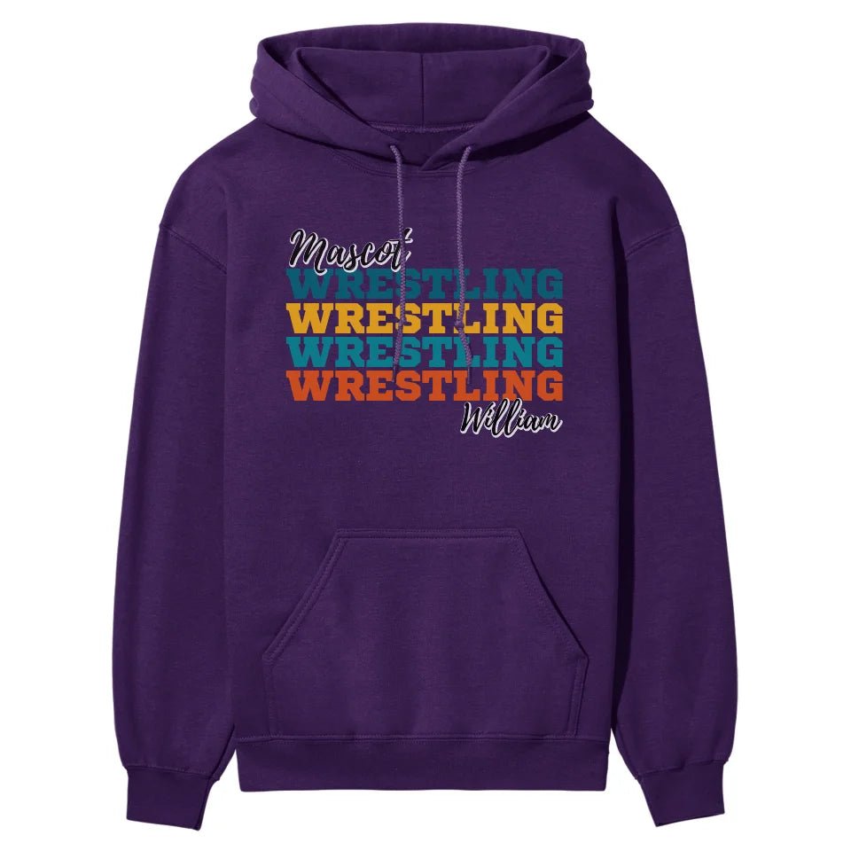 Personalized Wrestling Wrestling Wrestling on a Hoodie With Mascot and Wrestler Name on a Hoodie