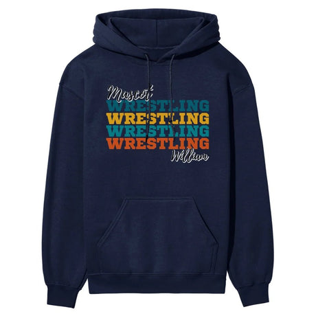 Personalized Wrestling Wrestling Wrestling on a Hoodie With Mascot and Wrestler Name on a Hoodie