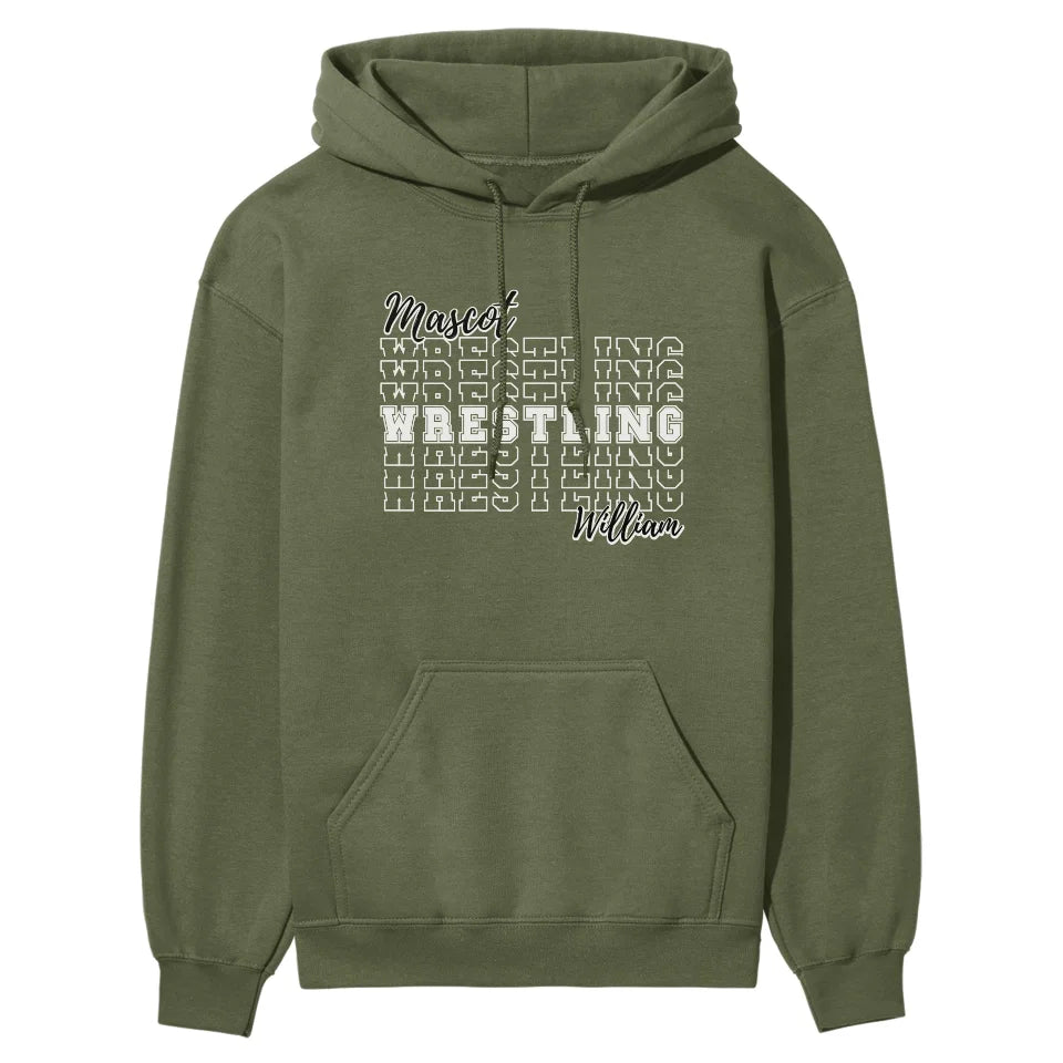 Custom Wrestling on a Sweatshirt With Mascot and Wrestler Name on a Hoodie