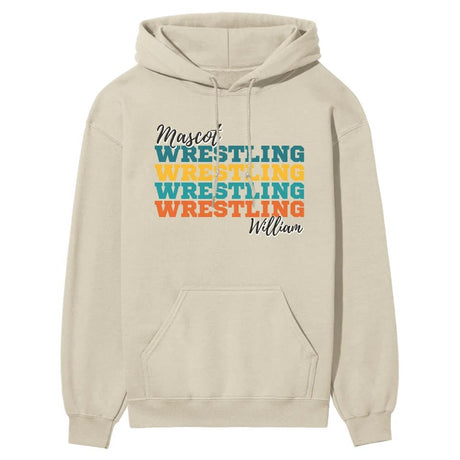 Personalized Wrestling Wrestling Wrestling on a Hoodie With Mascot and Wrestler Name on a Hoodie