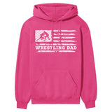 Wrestling Dad Horizontal Flag on a Hoodie with a White Graphic