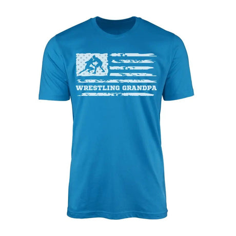 Wrestling Grandpa Horizontal Flag on a Men's T-Shirt with a White Graphic