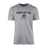 Wrestling Dad with Wrestler Icon and Wrestler Name on a Men's T-Shirt with a Black Graphic