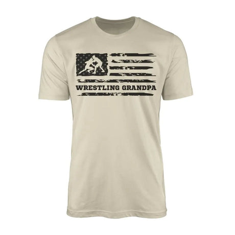 Wrestling Grandpa Horizontal Flag on a Men's T-Shirt with a Black Graphic