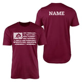 Wrestling Grandpa Horizontal Flag With Wrestler Name on a Men's T-Shirt with a White Graphic