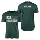 Wrestling Grandpa Horizontal Flag With Wrestler Name on a Men's T-Shirt with a White Graphic