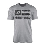 Wrestling Grandpa Horizontal Flag on a Men's T-Shirt with a Black Graphic