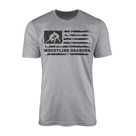 Wrestling Grandpa Horizontal Flag on a Men's T-Shirt with a Black Graphic