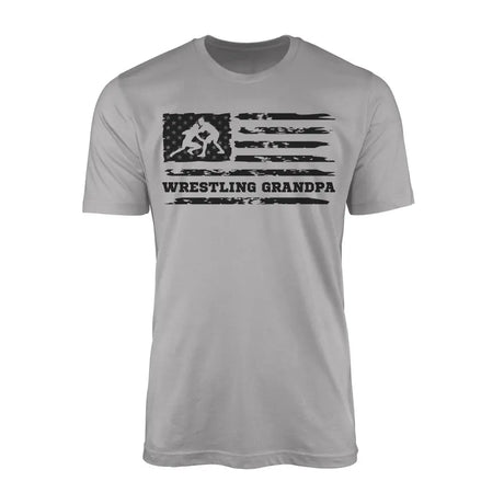 Wrestling Grandpa Horizontal Flag on a Men's T-Shirt with a Black Graphic