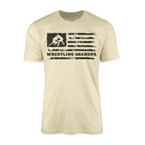 Wrestling Grandpa Horizontal Flag on a Men's T-Shirt with a Black Graphic