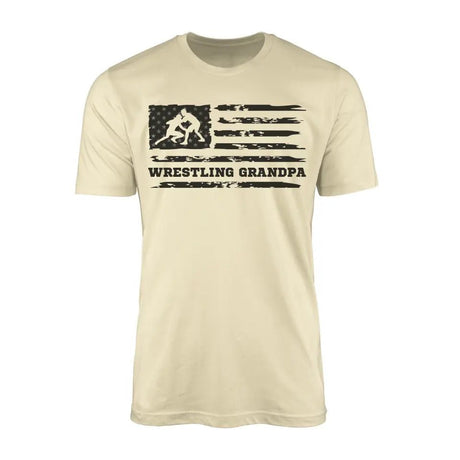 Wrestling Grandpa Horizontal Flag on a Men's T-Shirt with a Black Graphic