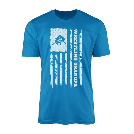 Wrestling Grandpa Vertical Flag on a Men's T-Shirt with a White Graphic