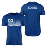 Wrestling Grandpa Horizontal Flag With Wrestler Name on a Men's T-Shirt with a White Graphic
