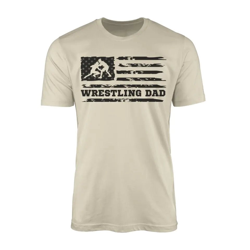 Wrestling Dad Horizontal Flag on a Men's T-Shirt with a Black Graphic