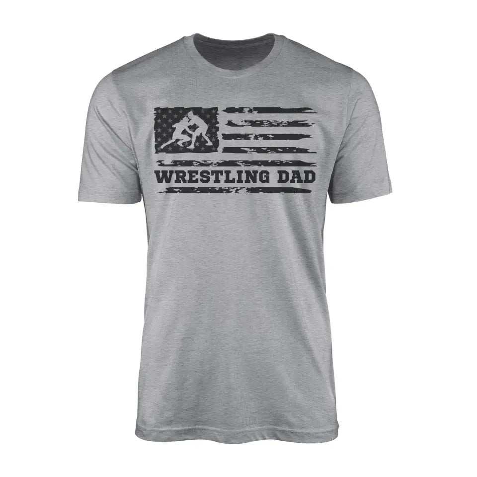 Wrestling Dad Horizontal Flag on a Men's T-Shirt with a Black Graphic