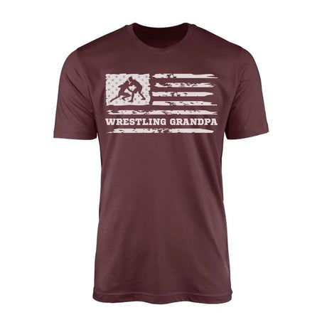 Wrestling Grandpa Horizontal Flag on a Men's T-Shirt with a White Graphic