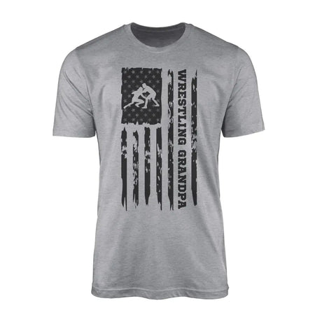 Wrestling Grandpa Vertical Flag on a Men's T-Shirt with a Black Graphic