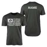 Wrestling Grandpa Horizontal Flag With Wrestler Name on a Men's T-Shirt with a White Graphic