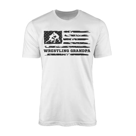 Wrestling Grandpa Horizontal Flag on a Men's T-Shirt with a Black Graphic